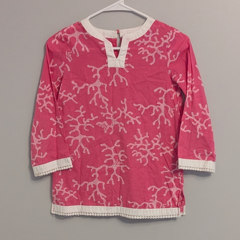 Lilly Pulitzer Daiquiri Pink Coral Me Crazy Girls Tunic Top Cover-Up Size 12